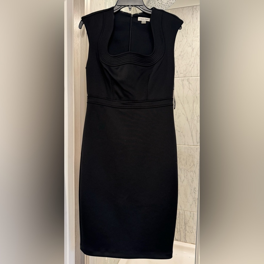 Calvin Klein Black Sheath Dress NWT Sweetheart Neckline